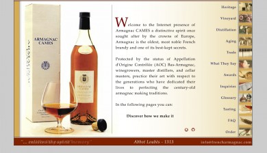Armagnac Cames Website Home Page Screenshot