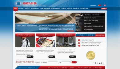 Bemis Worlwide's redesigned B2B web site home page