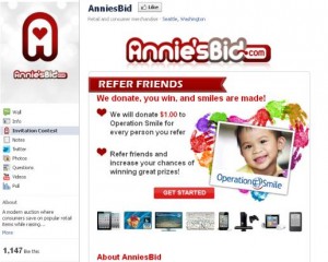 AnniesBid Facebook App Landing Page