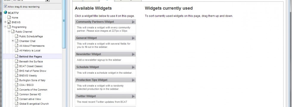 SilversStripe CMS Widget Tab - Add and Configure Widgets on a Page