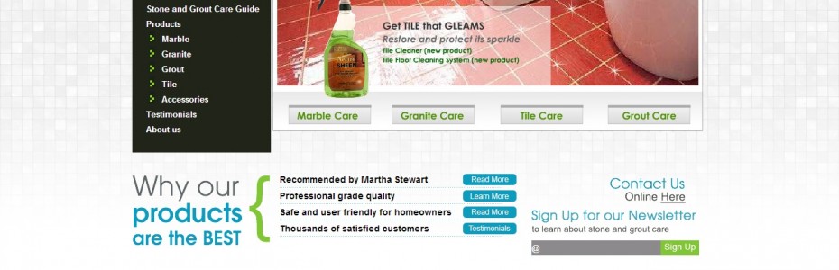 Marble Cleaning Products web site home page