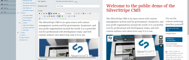 SilverStripe 3.1 split screen editing mode